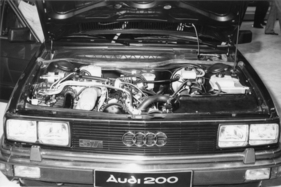 Audi 200 5T (1979) - der Turbo-Fünfzylinder im Audi 200 leistet 170 PS - Internationale Automobilausstellung (IAA) in Frankfurt 1979