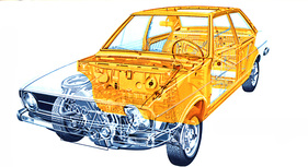 Audi 80 L (1974) - die Fahrgast-Sicherheitskabine