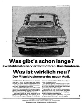 Audi F103 (1965) - Werbung für den Mitteldruckmotor