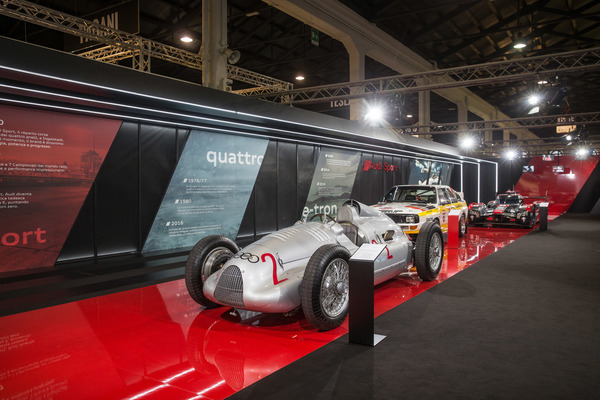 Image: Audi presentation - from the 12-cylinder monoposto to the rally Quattro and the Le Mans racing car - Auto e Moto d'Epoca in Padua 2017