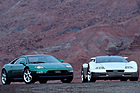 Audi quattro Spyder (1991) - in Grün, neben dem Audi Avus quattro mit W12-Motor