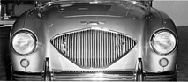 Austin Healey 100 (1953) - Detailansicht, aufgenommen an der London Motor Show