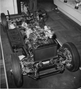 Austin-Healey 100 (1955) - Chassis an der Earls Court Motorshow 1955