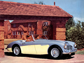 Austin Healey 100 Six (1958) - im Prospekt wurde der Linkslenker verdreht herum dargestellt (1958)