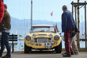 Austin-Healey 3000 - rallye-mässig aufgemacht, begutachter vom Publikum - Swiss Classic British Car Meeting Morges 2017