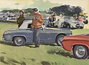 Austin-Healey Sprite Mk III (1964) – für den Besuch eines Rennens oder die Teilnahme. Illustration aus dem Verkaufsprospekt