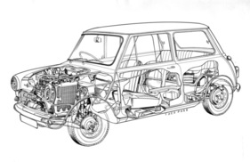 Austin Mini (1961) - Durchsichtszeichnung