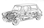 Austin Mini (1961) - Durchsichtszeichnung
