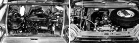 Austin Mini kontra Honda N 360 im Jahr 1968 - vier Zylinder sind's im Mini (links), zwei im Honda (rechts)
