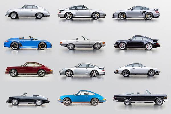 Bild: Auswahl an angebotenen Autos an der RM/Sotheby's "The Carrera Collection" Versteigerung in Mailand am 12. Juli 2023