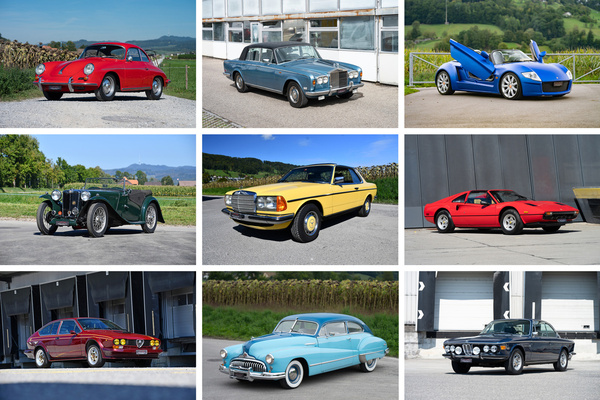 Bild: Auswahl aus den fast 100 an der Versteigerung der Oldtimer Galerie Toffen am 18. Oktober 2025 angebotenen Klassikern