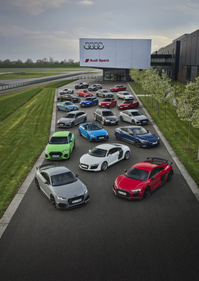 Auswahl der High-Performance-Modelle der Audi Sport GmbH – 40 Jahre Audi Sport GmbH
