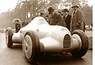 Image: Auto Union Type B record-breaking car (1935) - The second Lucca car built with a Jaray body. Ferdinand Porsche stands next to the cockpit