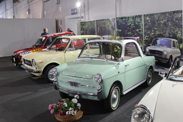 Autobianchi Bianchini neben A112-Varianten - Auto e Moto d'Epoca in Padua 2018