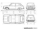 Autobianchi Primula (1965) - Grundriss und Abmessungen