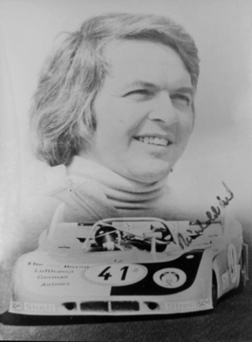 Autogrammkarte von Reinhold Joest mit Porsche 908 – Brixner Karosserien