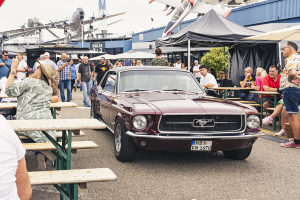 Cars and socializing at the US car meeting at the Technik Museum Sinsheim 2024