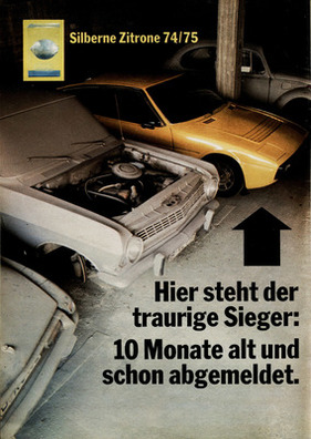Axel Biers Bagheera, abgestellt wegen zuvieler Mängel im Jahr 1974 - aus der ADAC Motorwelt 5/1975