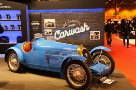 BMC 527 GS (1926) - der Zweiplätzer aus dem Schlumpf-Museum wirbt für ein Pflegemittel - Rétromobile Paris 2016