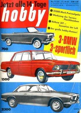 BMW 1500 (1961) - Dreimal BMW und dreimal sportlich - Titelblatt Hobby 11 1961
