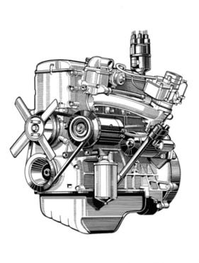 BMW 1500 (1962) - Darstellung des Antriebsaggregats
