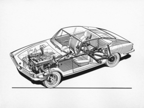 BMW 1600 GT (1967) - Durchsichtszeichung zeigt die technischen Finessen des von Glas übernommenen Sportwagens