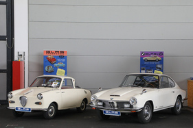 BMW 1600 GT (1967) - der Glas 1300 GT mit BMW-Vierzylinder, daneben ein Goggomobil Coupé - Klassikwelt Bodensee 2023