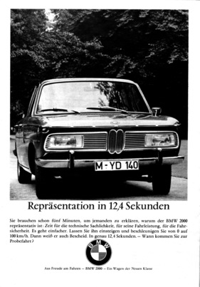 BMW 2000 (1966) - Werbung im Jahr 1966 - Repräsentation in 12,4 Sekunden