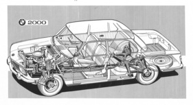 BMW 2000 (1966) - stattliche Limouisne mit 4,7 Meter Länge und 1,7 Meter Breite - Durchsichtszeichnung