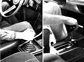 BMW 2800 gegen Opel Diplomat E von 1970 - gut im Griff bei beiden, Handschalthebel bei BMW und Automatik-Wahlhebel bei Opel BMW 2800 gegen Opel Diplomat E von 1970 - gut im Griff bei beiden, Handschalthebel bei BMW und Automatik-Wahlhebel bei Opel