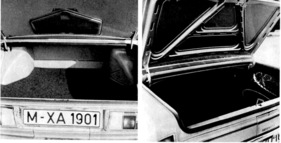 BMW 2800 gegen Opel Diplomat E von 1970 - hohe Nutzlast von 470 kg beim BMW, etwas knapp geratener Kofferraum mit praktisch angeordnetem Reserverad beim Opel