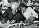 Image: BMW 3.0 CSL (1975) - Alexander Calder with Hervé Poulain in his studio, the model of the Art Car on the table