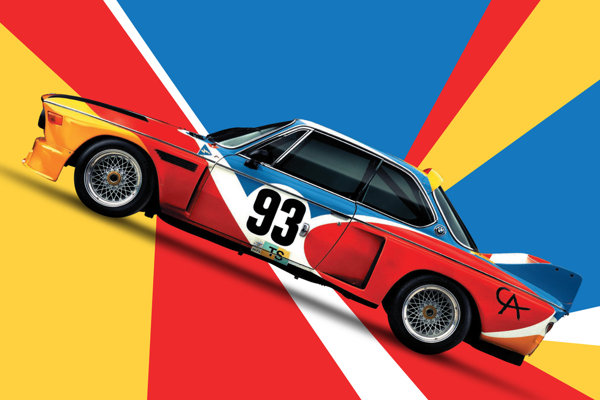 BMW 3.0 CSL Art Car von Calder auf dem Plaket der 50. Rétromobile 2025