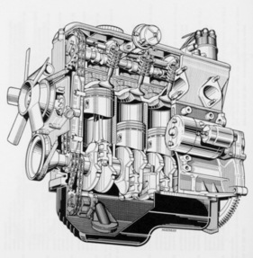 BMW 318 (1975) – Durchsichtszeichnung Vierzylindermotor