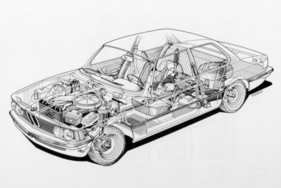 BMW 320 (1975) – Durchsichtszeichnung, natürlich ist der 318 bauähnlich bis auf Details und Motor