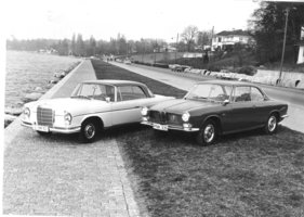 BMW 3200 CS (1962) - auf Testfahrt neben Konkurrent Mercedes Luxuscoupé 250 SE