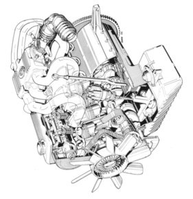 BMW 323i (1983) - Motor - Durchsichtszeichnung