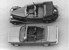 BMW 325i Cabrio (1987) - Vogelperspektive - im Vergleich zum Ahnen 326 (1987)