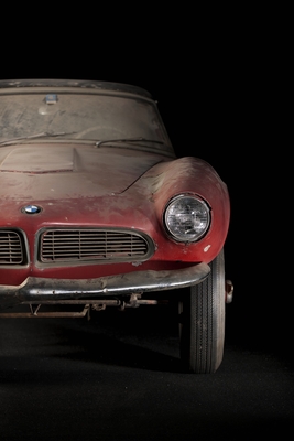 Image: BMW 507 (1957) - the ex-car of Hans Stuck and Elvis - unrestored - exhibited at the BMW Museum in 2014