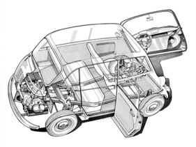 BMW 600 (1957) - Durchsichtszeichnung - die Rücklehne kann umgelegt werden