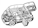 BMW 600 (1957) - Durchsichtszeichnung - die Rücklehne kann umgelegt werden