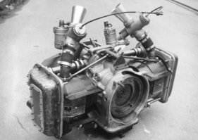 BMW 700 RS (1961) - Königswellen-Motor von der Kupplungsseite her gesehen - rund 100 PS pro Liter bei 8'000 Umdrehungen pro Minute