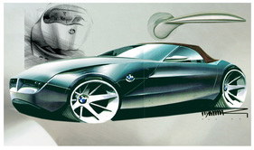BMW Z4 (2002) - diese frühe Skizze sah noch eine deutlich dramatischere Frontgestaltung vor