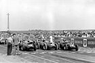 BRM P25 (1958) - GP Frankreich Reims des Jahres 1958, die erste Startreihe von mit Mike Hawthorn und Luigi Musso, beide Ferrari, sowie Harry Schell auf BRM