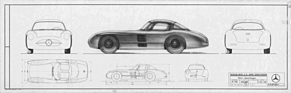 Image: Construction plan/sketch of the 1955 Mercedes-Benz 300 SLR as a Uhlenhaut coupé