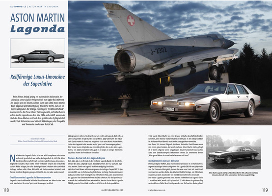 Image: Report "Aston Martin Lagonda" in the Zwischengas annual magazine 2021