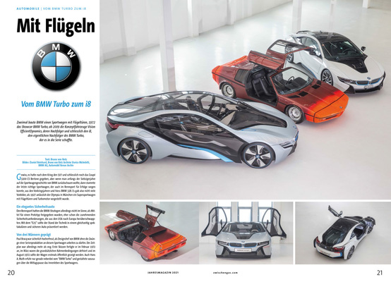 Bild: Bericht "Mit Flügeln - BMW turbo bis i8" im Zwischengas Jahresmagazin 2021
