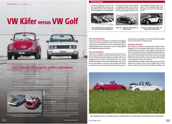Bild: Bericht "VW Käfer versus VW Golf" im Zwischengas Jahresmagazin 2021