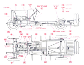 Berliet 10 CV (1927) - Skizze des Chassis.