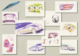 Bertone Bella (1999) – Entwurfszeichnungen für Interieur und Heckpartie